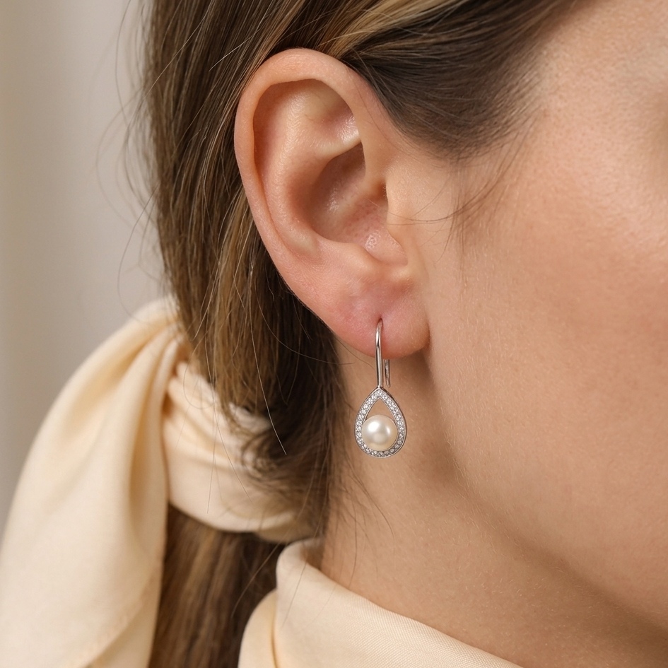 Silver Sterling Shanaya Pearls Earrings