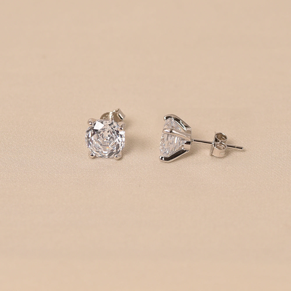Silver Sterling Diamond Studs Earrings