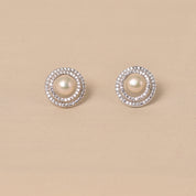 925 Silver Sterling Pearls Round Earring