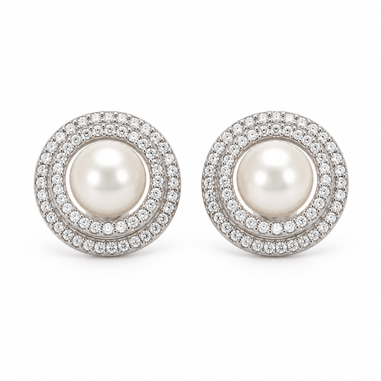 925 Silver Sterling Pearls Round Earring