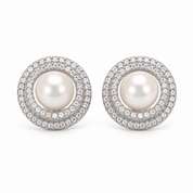 925 Silver Sterling Pearls Round Earring