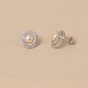 925 Silver Sterling Pearls Round Earring