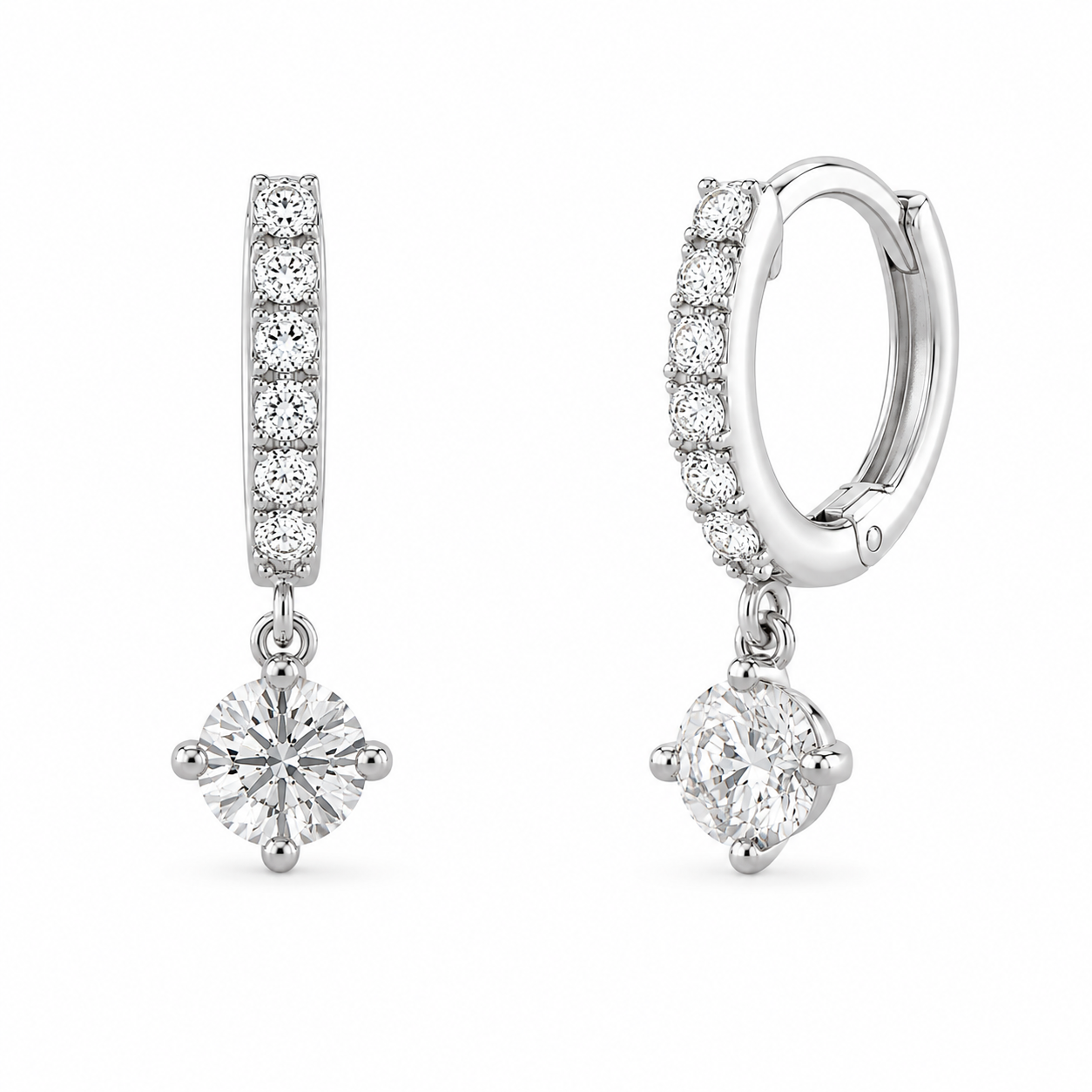 925 Silver Diamond Drop Earrings