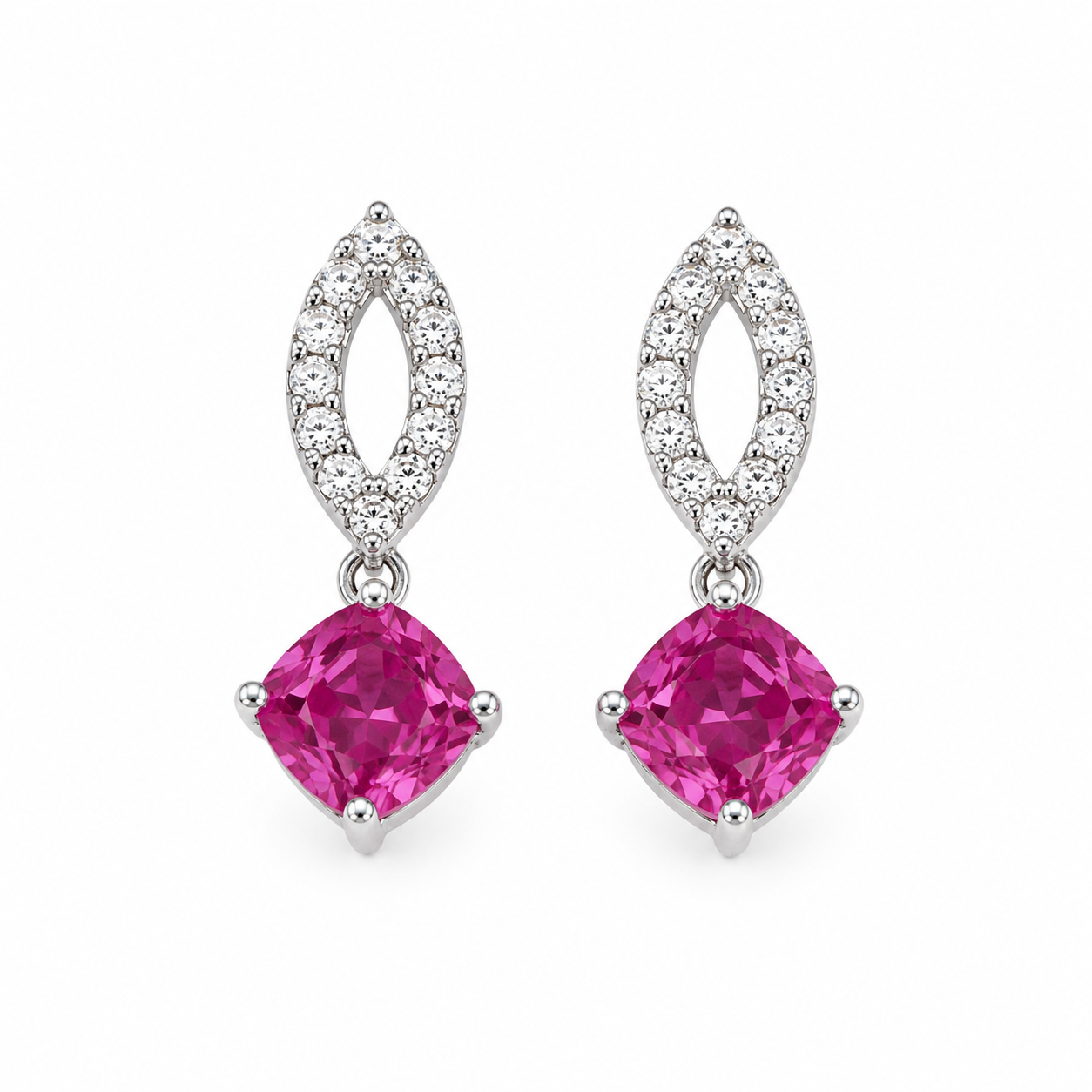 925 Silver Royal Drop Earrings - Pink
