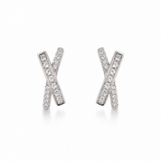 925 Silver Cross Diana Hoop Earrings