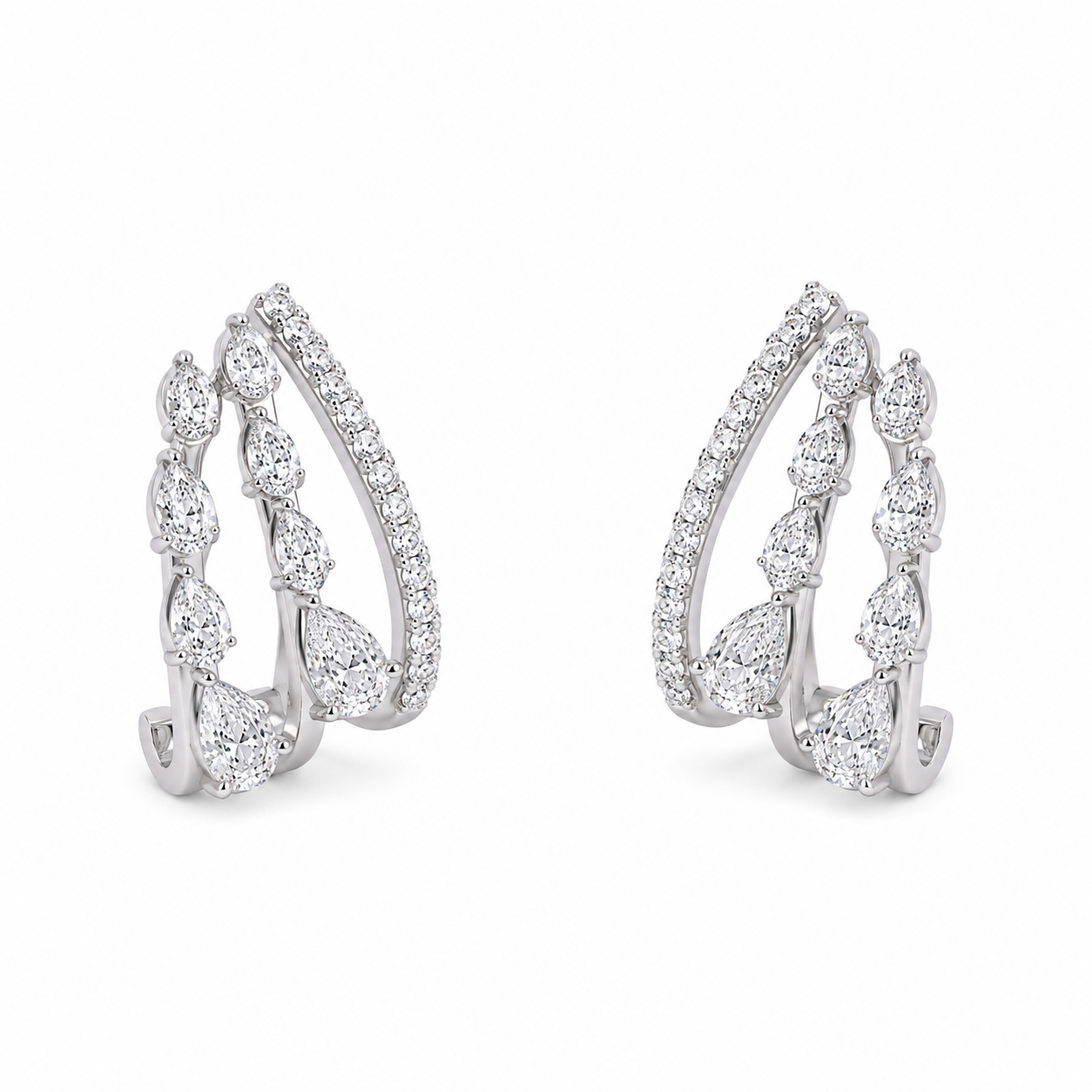 925 Silver Dripping Diamond Cuff Earrings