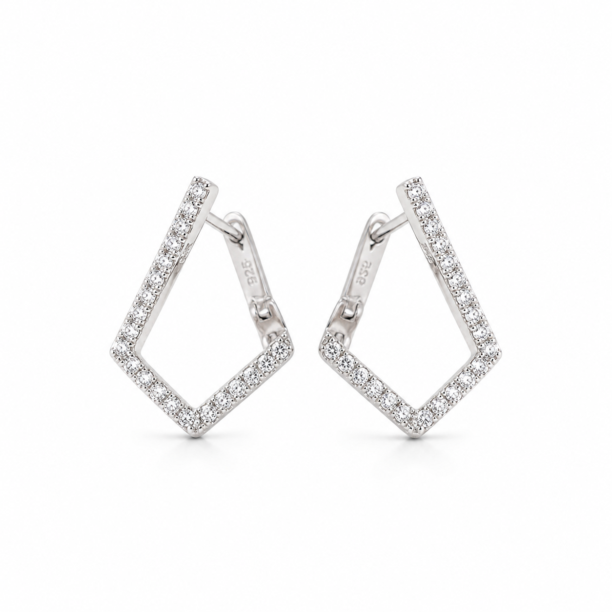 925 Silver Abstract Geometrical Hoop Earrings