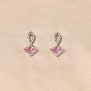 925 Silver Royal Drop Earrings - Light Pink