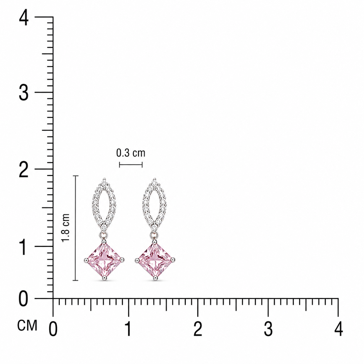 925 Silver Royal Drop Earrings - Light Pink