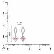 925 Silver Royal Drop Earrings - Light Pink