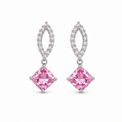 925 Silver Royal Drop Earrings - Light Pink