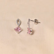 925 Silver Royal Drop Earrings - Light Pink