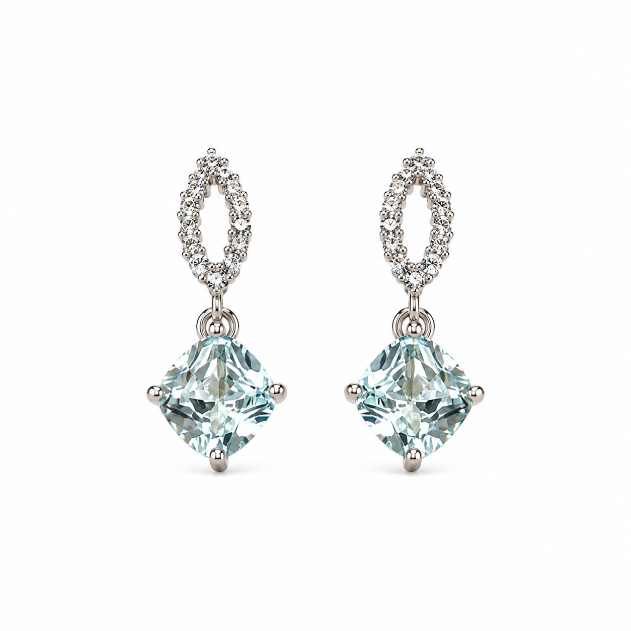 925 Silver Royal Drop Earrings - Light Blue