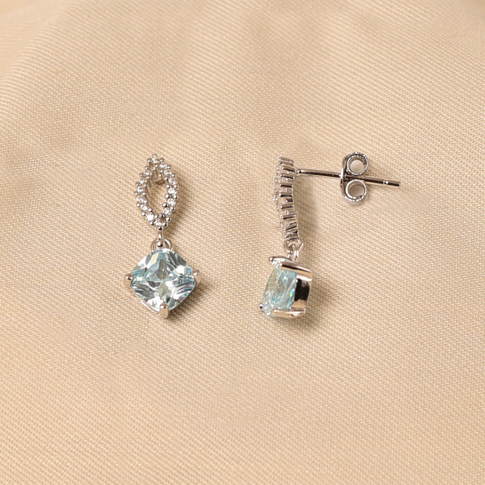 925 Silver Royal Drop Earrings - Light Blue