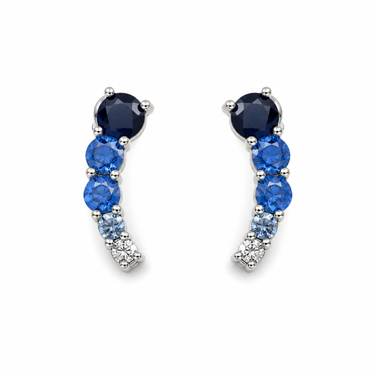 Curved Rainbow Earrings - Blue