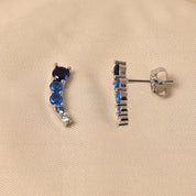 Curved Rainbow Earrings - Blue