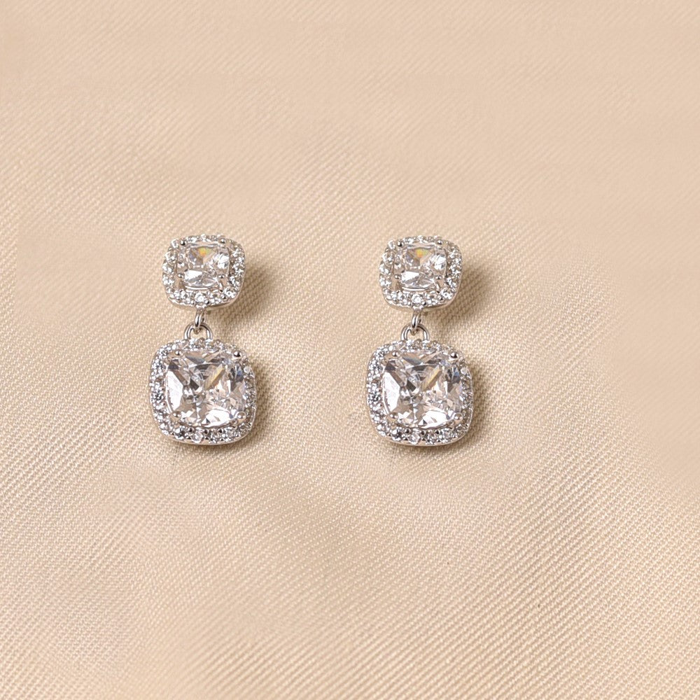 925 Silver  Diamond Adhira Drop Earring (Small)