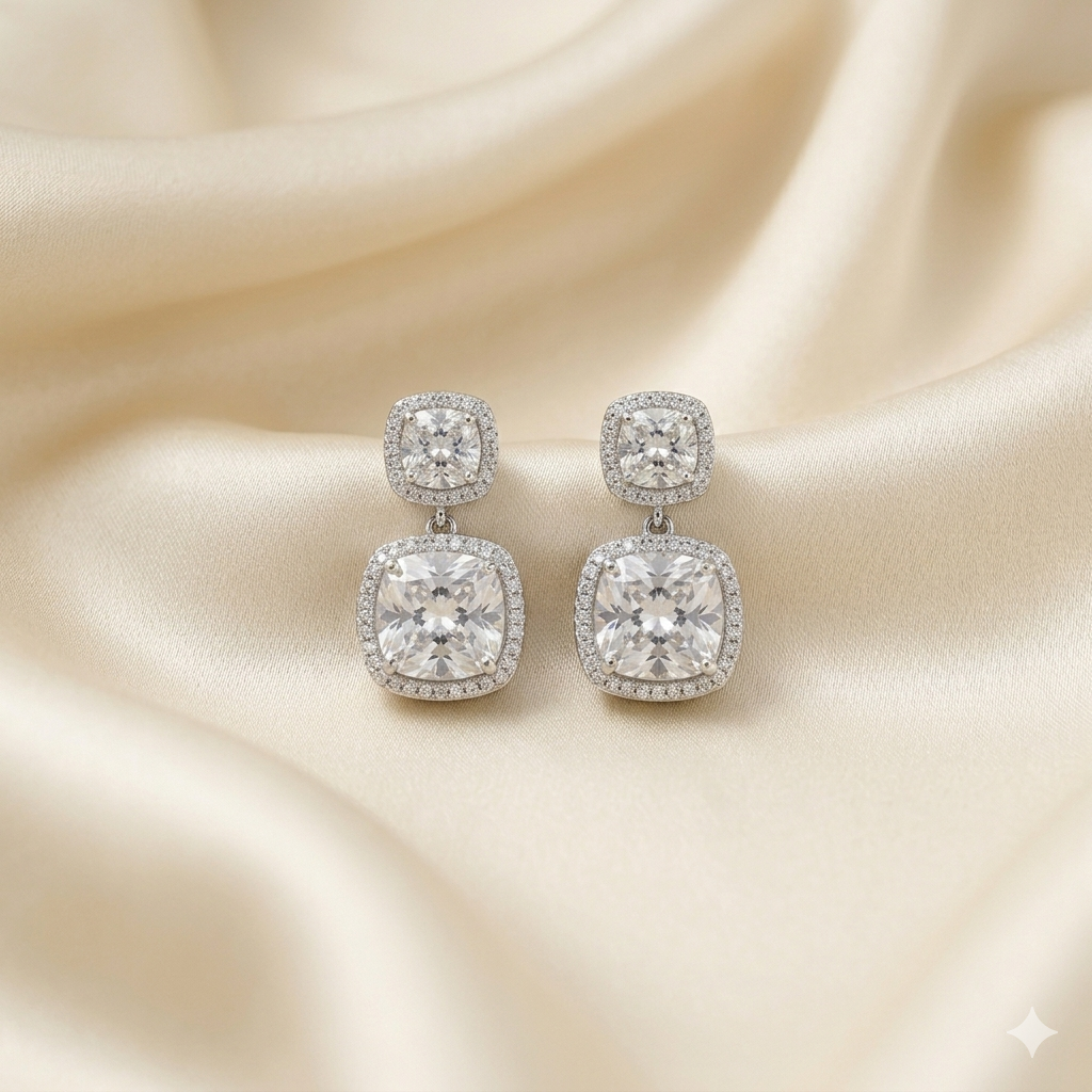 925 Silver  Diamond Adhira Drop Earring (Small)