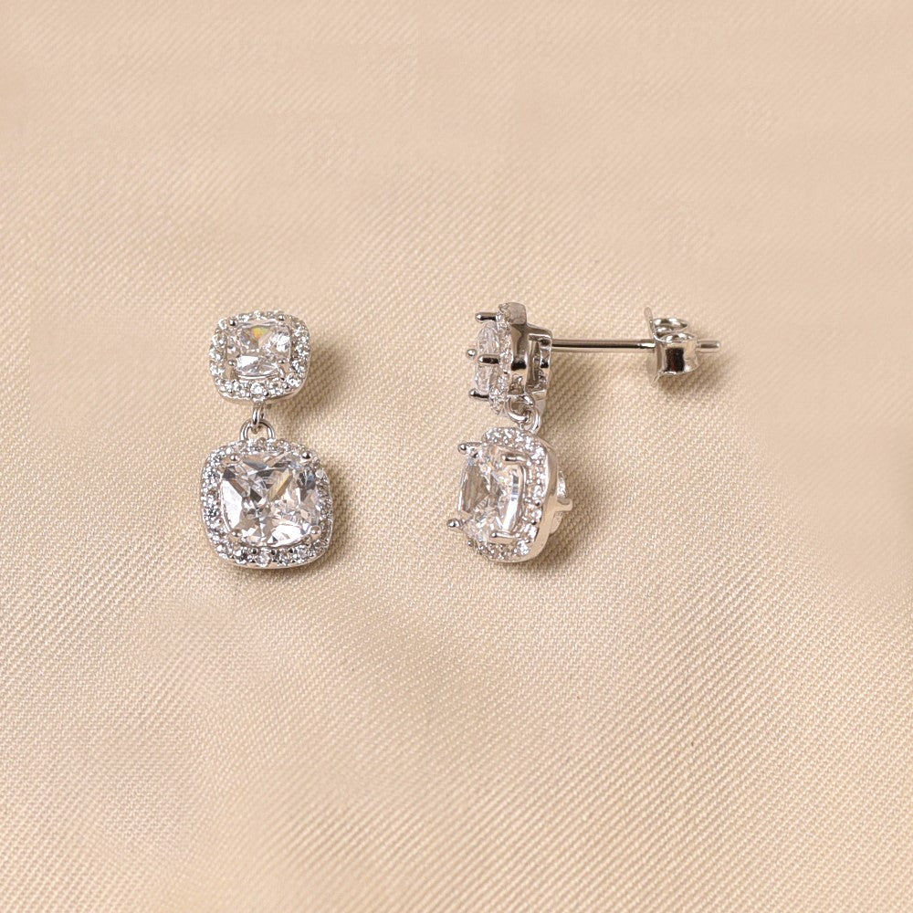 925 Silver  Diamond Adhira Drop Earring (Small)