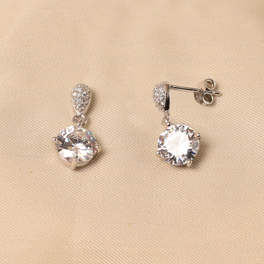 925 Silver Double Zircon Drops