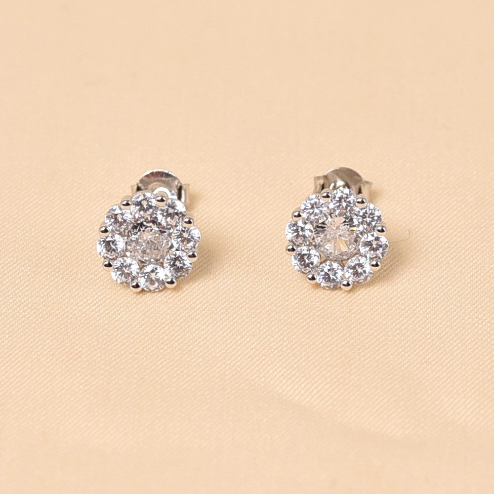 925 Silver Circle Halo Studs