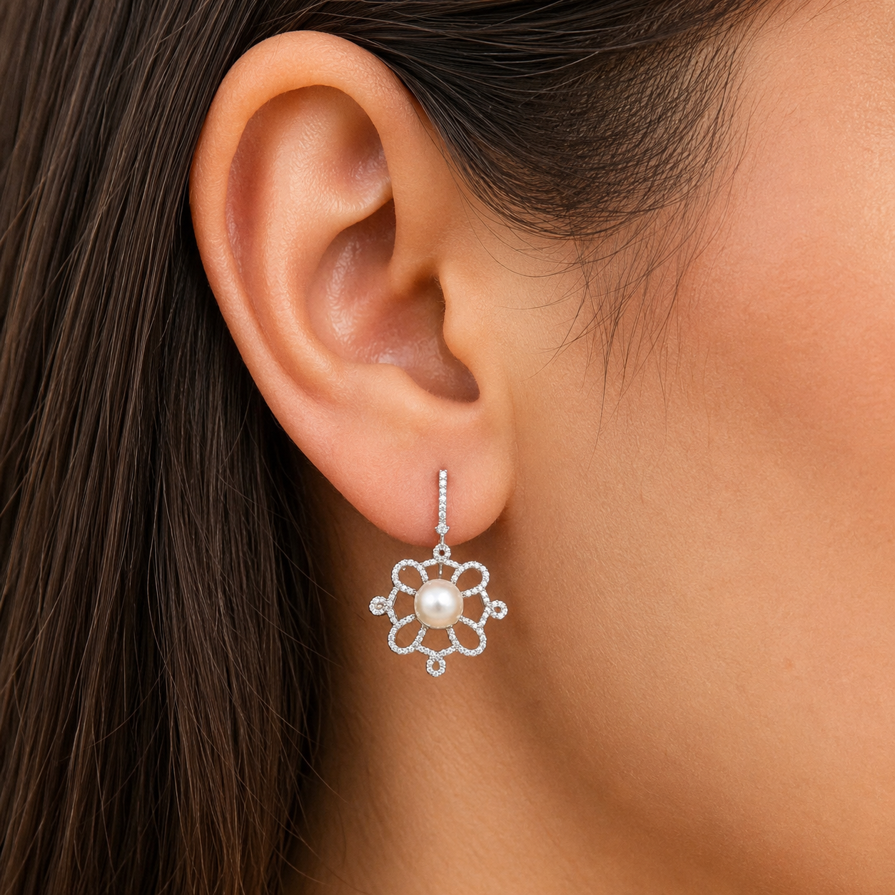 925 Silver Carrie Pearl Earrings