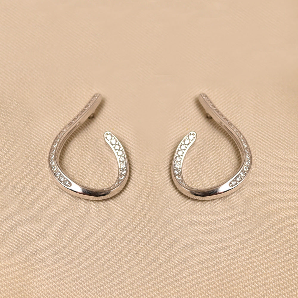 925 Silver U-Shaped Diamond Earrings