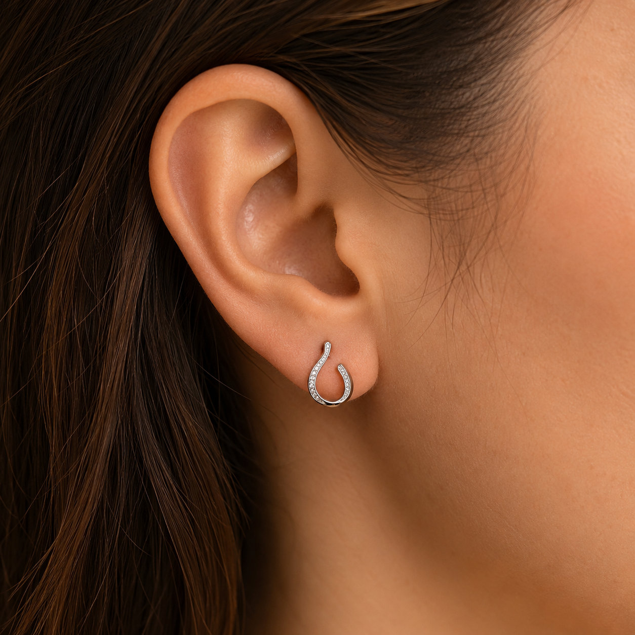 925 Silver U-Shaped Diamond Earrings