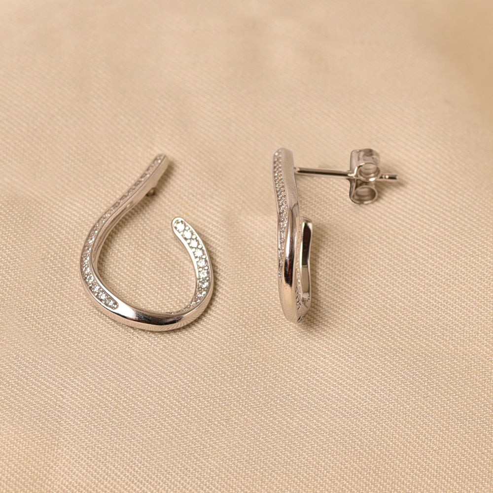 925 Silver U-Shaped Diamond Earrings