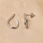 925 Silver U-Shaped Diamond Earrings