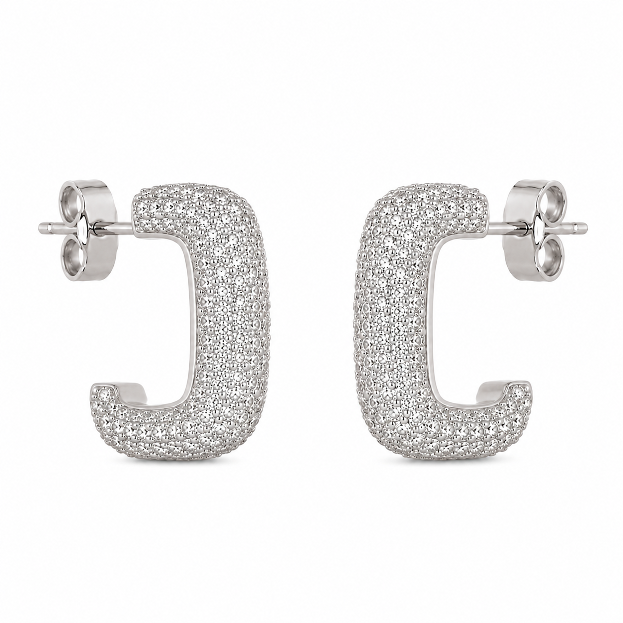 925 Silver Diamond Cuff Earrings