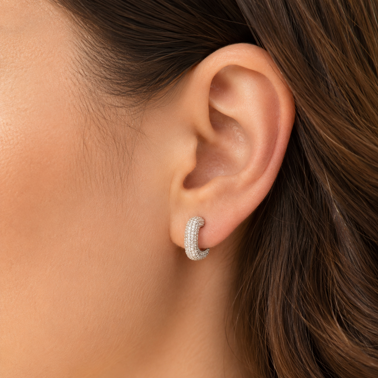 925 Silver Diamond Cuff Earrings