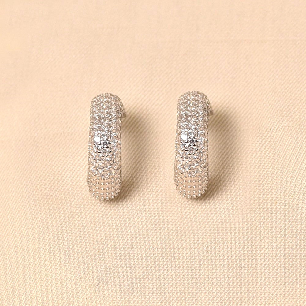 925 Silver Diamond Cuff Earrings