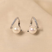 Sterling Silver Pearl Hoop Earrings