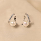 Sterling Silver Pearl Hoop Earrings