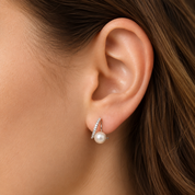 Sterling Silver Pearl Hoop Earrings