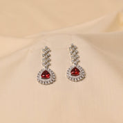 Sterling Silver Trident Necklace - Red
