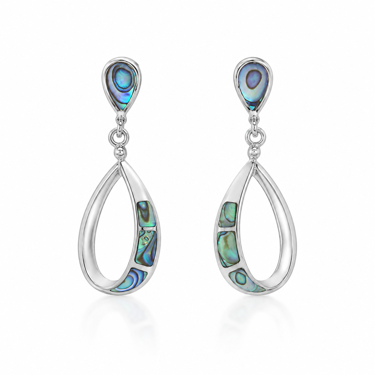 925 Silver Shell Drop Earrings - Black
