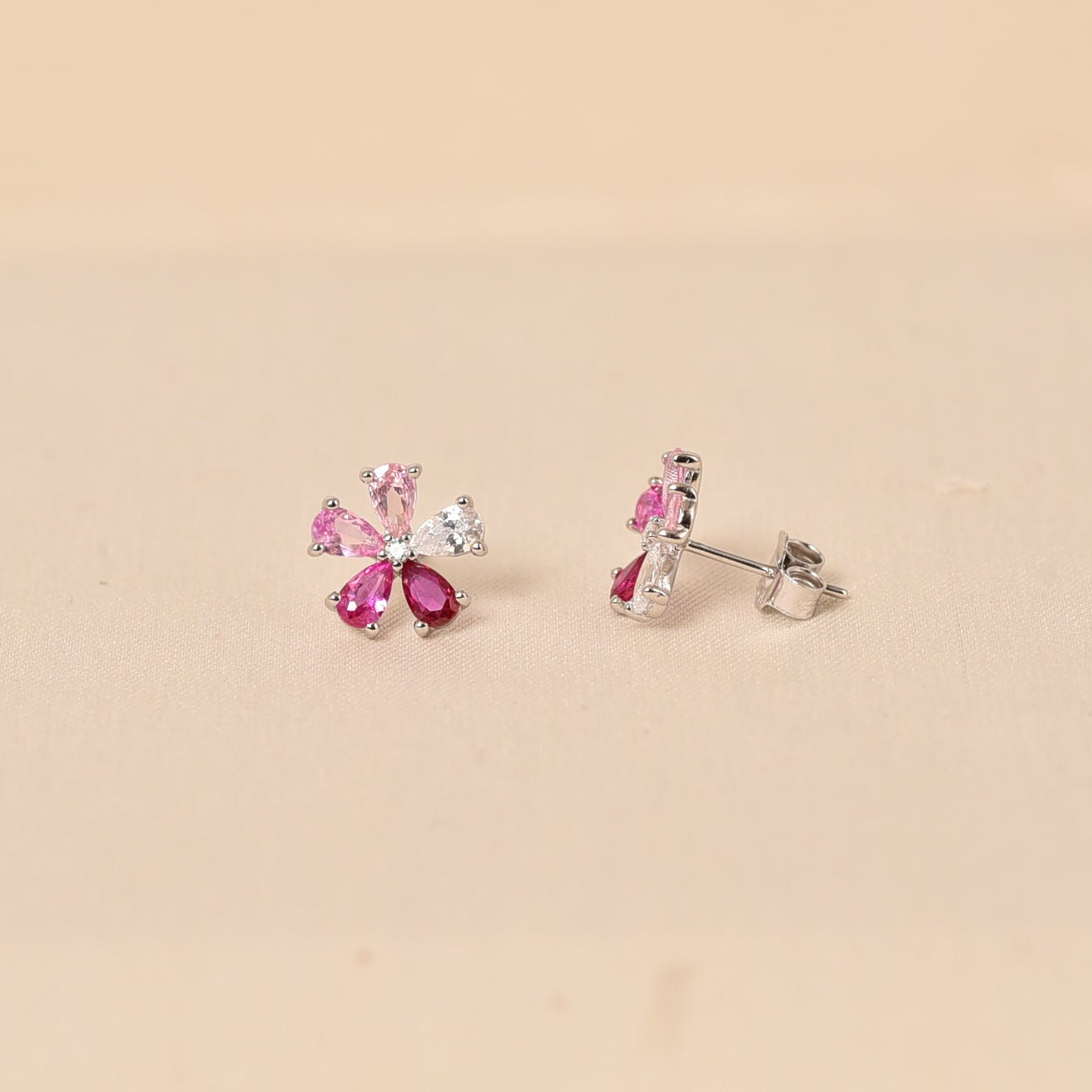 Rainbow Petal Earring - Pink