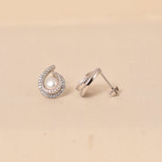 925 Silver Pearl Halo Studs Earring