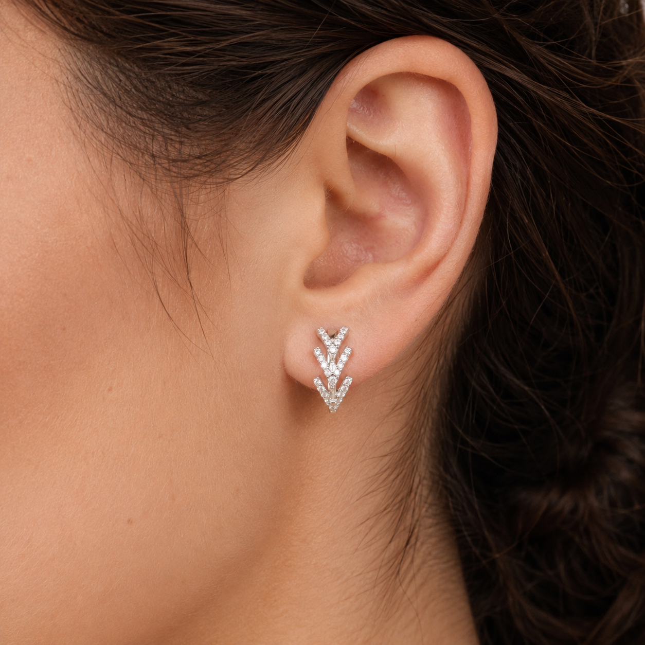 Silver Edgy Hoops Earring