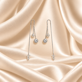 Dual Drop CZ & Pearl Threader Earrings