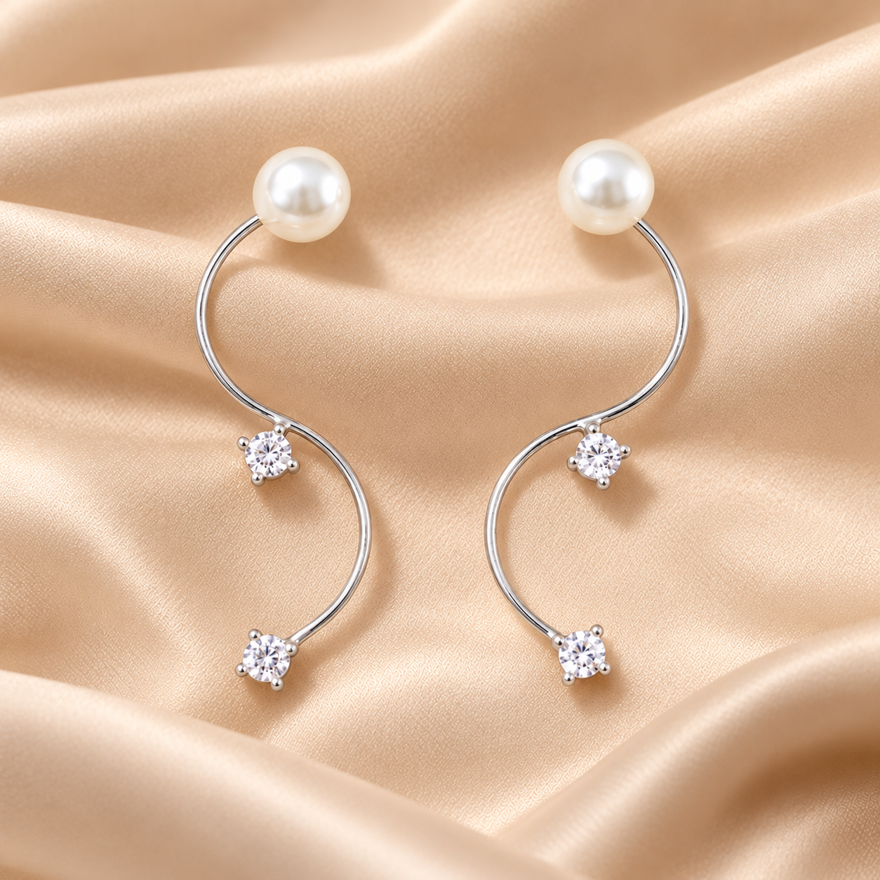 Wavey Pearl Earrings