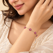Bloomed Flower Charm Bracelet - Pink