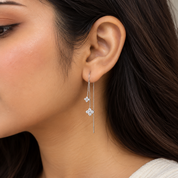 Dual Floral Crystal Threader Earrings