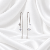 Dual Floral Crystal Threader Earrings