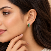 925 Silver Grace Hoop Earrings - Green