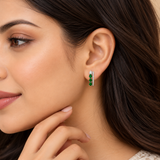 925 Silver Grace Hoop Earrings - Green