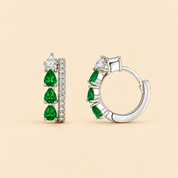 925 Silver Grace Hoop Earrings - Green