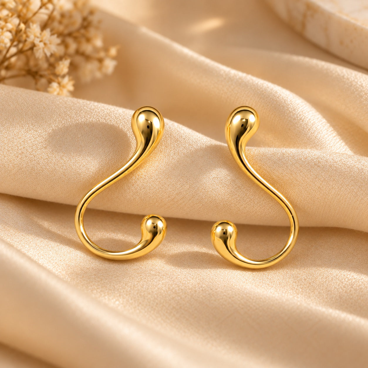 Golden S-Swirl Drops Earrings